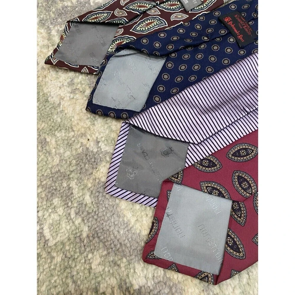 LOT (4) ROBERT TALBOTT  MEN'S TIES - RT For Nordstrom Hubert White Redwood Ross